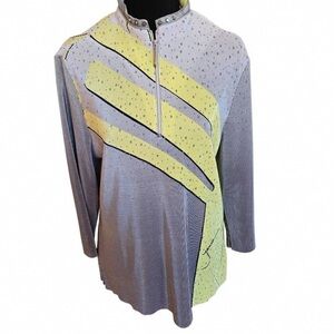 Stylish Gray and Yellow Long Sleeve Top
